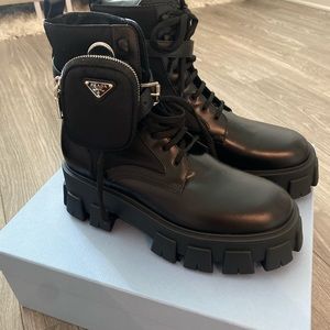 Brand New Never Worn black Prada Combat Boots 11.5
